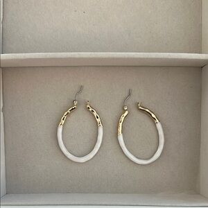 T.J.Maxx Gold and White Hoop Earrings